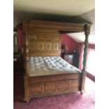 An impressive believed nineteenth century oak four-poster bed - mattress not included (please see p