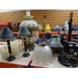 A parcel of various lighting, table lamps ETC Condition reports provided on request by email for