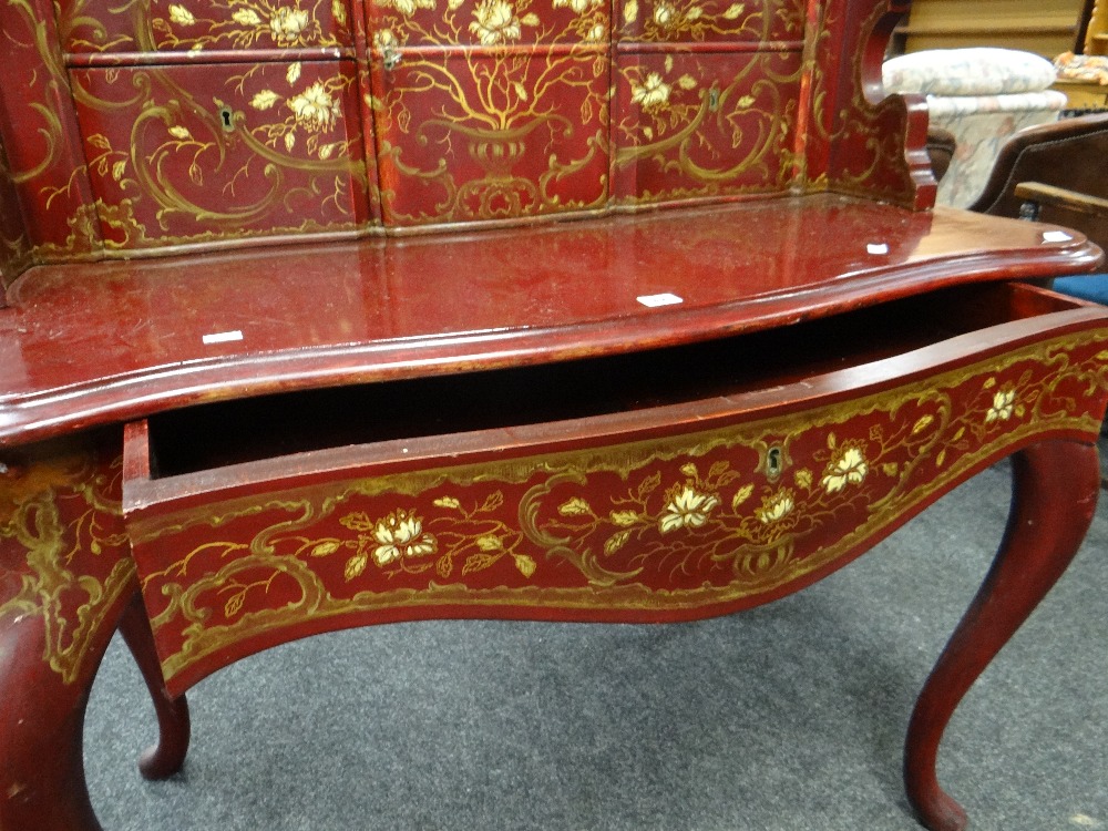 Twentieth century lacquered dressing table having serpentine front with blind panelled drawers - Image 4 of 5