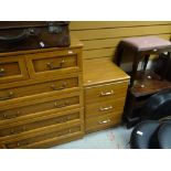 A Stag Minstrel tri-fold mirror dressing table and matching night cabinet and stool together with