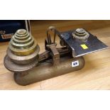 Set of Avery shop scales with assorted weights Condition reports provided on request by email for