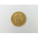 A French Napoleon III 20 francs gold coin dated 1862, 6grams Condition reports provided on request