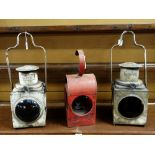 Pair of vintage railway lanterns marked B.R.(SC) together with another similar (3) Condition reports