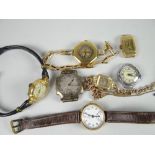 A parcel of ladies' vintage watches including an 18ct yellow gold encased vintage bracelet watch,