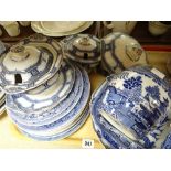 A tray of mainly Burleighware blue & white dinnerware Condition reports provided on request by email