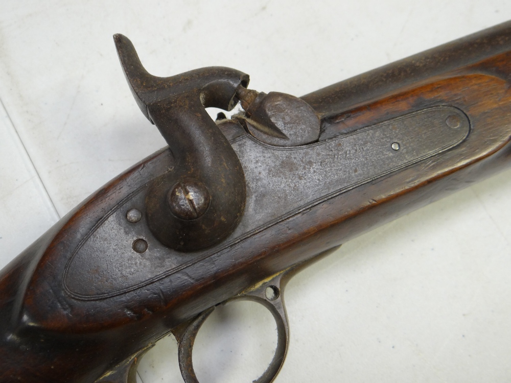 Nineteenth century rifle with brass butt and trigger, iron lock plate, seems to be unmarked, - Image 3 of 3