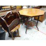 An Edwardian mahogany octagonal table, a magazine rack and a small octagonal side table Condition