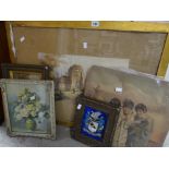 Parcel of paintings including two early twentieth century watercolours, one signed WOLFGANG,