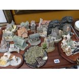 A parcel of pottery ornaments including Border Fine Arts and group of Liliput Lane-type cottages ETC