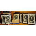 AFTER VAN DYCK set of twelve eighteenth century black & white engravings of portrait subjects