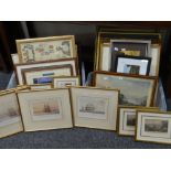 Two tubs of framed pictures including lithographic prints Condition reports provided on request by