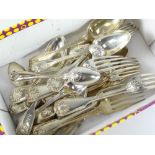 23 items of solid silver table cutlery with scallop and heraldic terminals, various hallmark