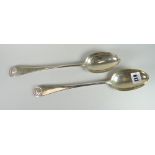 Pair of Victorian silver basting spoons with shell detail, London 1895, makers mark WCJL, 9 troy