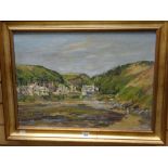 MONTAGUE LEDGER oil on canvas - Snowdonia estuary with houses, signed 41 x 58 cms Condition