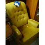 A mustard coloured fabric Parker Knoll armchair Condition reports provided on request by email for