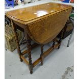 A good vintage oak barley-twist gate-leg table Condition reports provided on request by email for