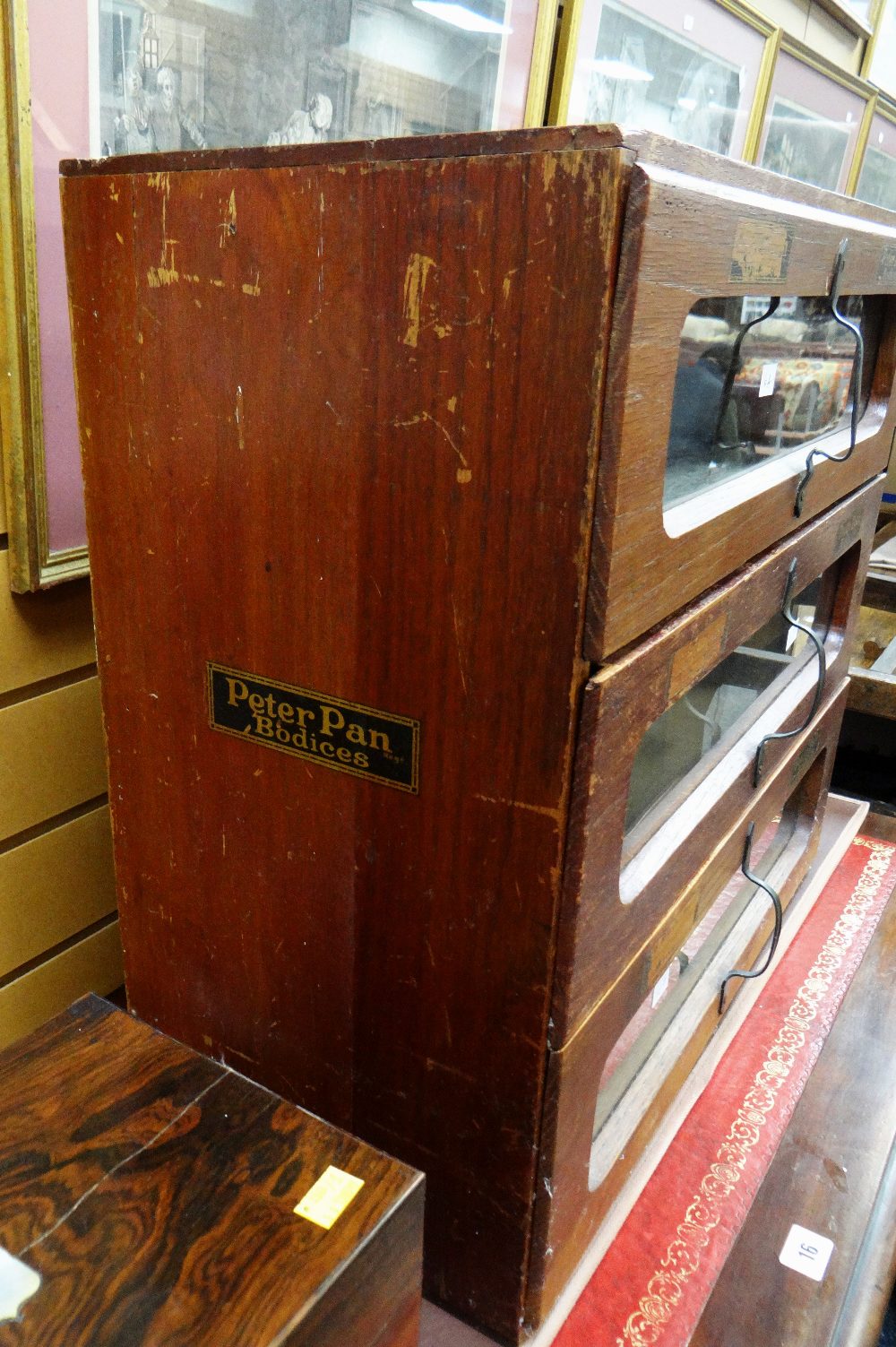 Vintage haberdashery shop display cabinet for 'Peter Pan Bodices' Condition reports provided on - Image 2 of 3