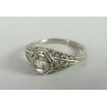 18ct white gold diamond solitaire ring with carved shoulders, visual estimate 0.28ct Condition