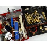 A tray of mixed small collectables together with an Oriental lacquer box and contents Condition