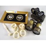 A parcel of items including French Lafayette of Paris sporting binoculars, a cased set of vintage