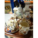 Collection of various patterned Masons Ironstone including clock, vases, jugs ETC Condition