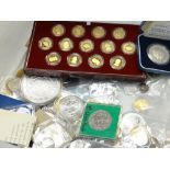 A good parcel of cased commemorative and old coinage including a Charles I coin noted, cased proof