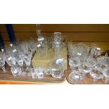A large collection of good quality drinking glasses, some Royal Doulton, decanters, jugs ETC