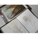 RICHARD O'CONNELL four watercolour sketch books of life drawings together with a framed oil on panel