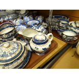 Approx. fifty-two pieces of Booths 'Real Old Willow' blue & white transfer dinnerware Condition