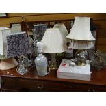 Parcel of modern table lamps & shades ETC Condition reports provided on request by email for this