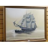 TONY WARREN oil on canvas - sailing ship Condition reports provided on request by email for this