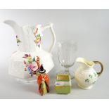 A Coalport floral porcelain jug with interesting base mark, 22cms high together with nineteenth