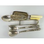 An interesting parcel of silver / part-silver flatware comprising pair of Walker & Hall solid silver