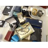 A quantity of boxed and loose assorted costume jewellery Condition reports provided on request by
