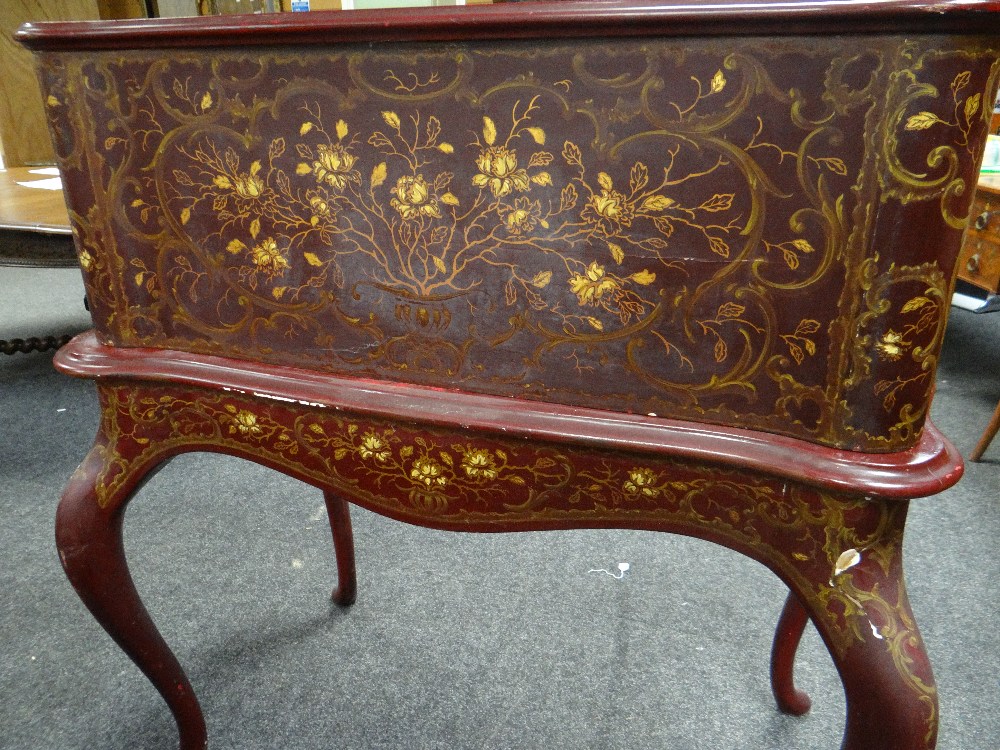 Twentieth century lacquered dressing table having serpentine front with blind panelled drawers - Image 5 of 5