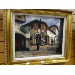 BORELLI oil on canvas - continental street scene of figures, 37 x 48cms Condition reports provided