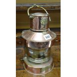 An antique copper marine mast head lamp bearing tablet for RC Murray & Co Ltd, Pollockshaws, Glasgow