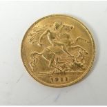 George V 1911 gold half sovereign Condition reports provided on request by email for this auction