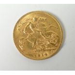 George V 1914 gold half sovereign Condition reports provided on request by email for this auction