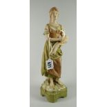 Royal Dux figurines of a female farmer, number to base 1458 Condition reports provided on request by