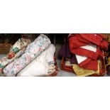 Two crates of various ready made curtains and bedding, lined curtains ETC Condition reports provided