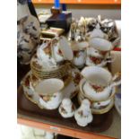 Tray of Royal Albert 'Old Country Roses' teaware ETC Condition reports provided on request by