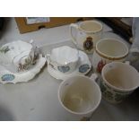 A parcel of commemorative ware including Foley china mustache cup Condition reports provided on