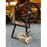 Vintage turned spinning wheel Condition reports provided on request by email for this auction