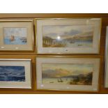 NINETEENTH CENTURY SCHOOL pair of watercolours - of Continental lakes with boats and figures,