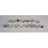 Fifteen modern dress rings, mainly if not all marked 9ct gold and QVC, 55gms Condition reports