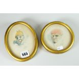 ARMAND HENRION pair of limited edition studies - clowns. Oval 14 x 10cms; round 11cms diameter.