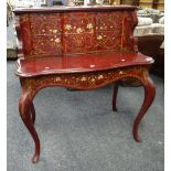 Twentieth century lacquered dressing table having serpentine front with blind panelled drawers