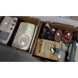 Collection of various vintage radios, Roberts, Bush ETC, vintage cameras and binoculars ETC