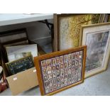 Collection of various framed prints and pictures including framed cigarette cards, kings & queens of